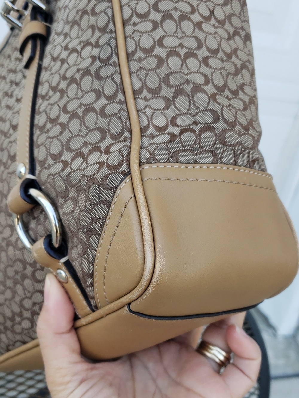 Coach Micro CC Jacquard Canvas Leather Gallery Tote Bag Monogram Y2K Classic - Picture 7 of 17
